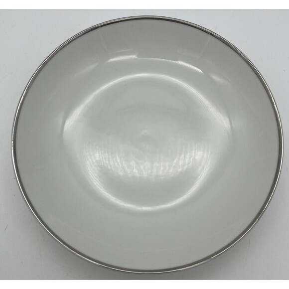 Harmony House Moderne Soup Bowl White China Silver Rim Dinner Party Elegant - Picture 1 of 5